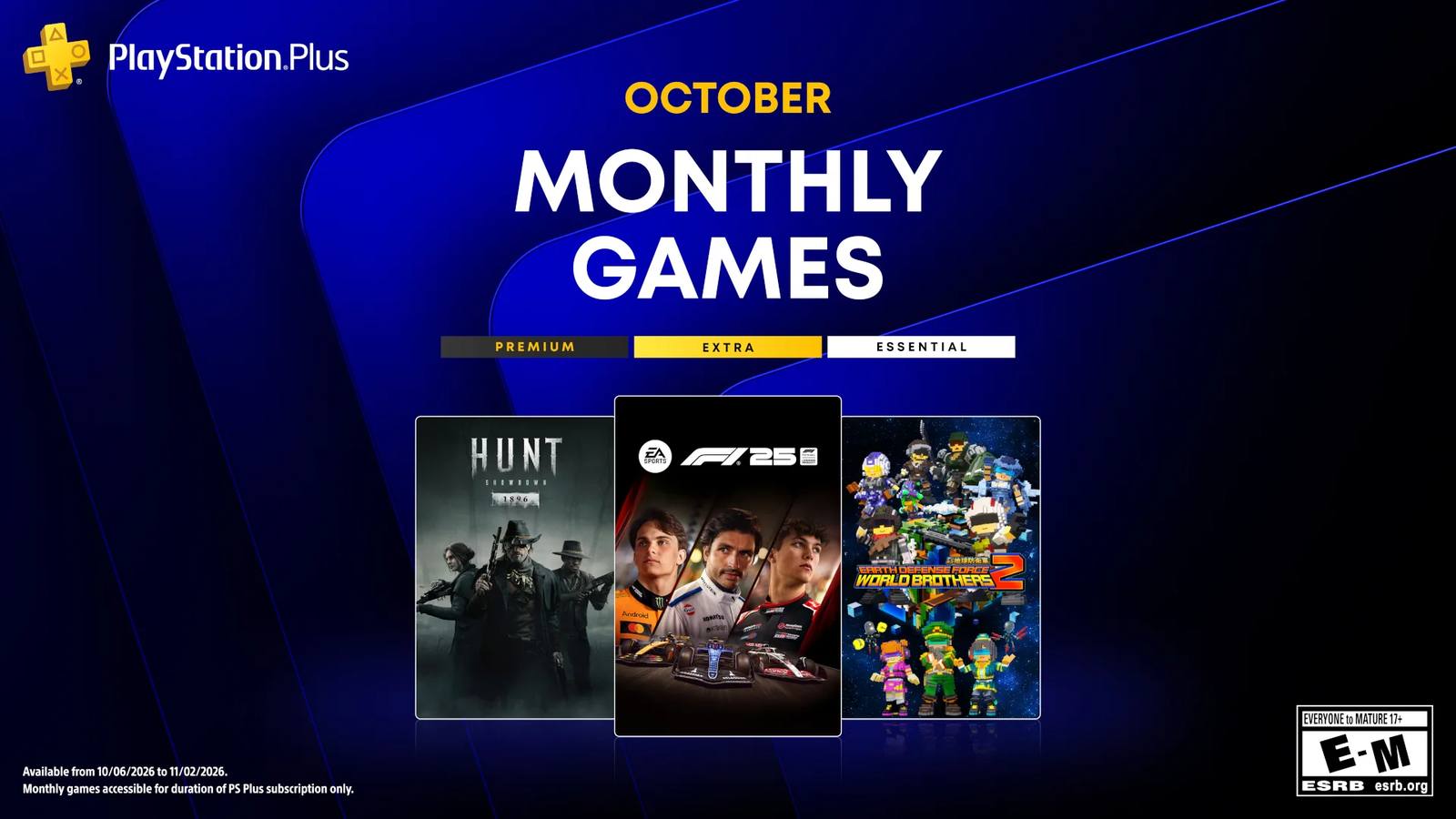 PS Plus : F1 25, Hunt et EDF 2 gratuits en octobre