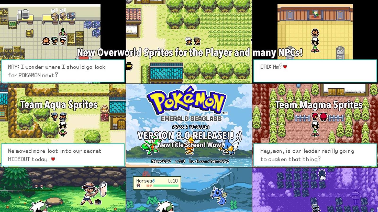 Pokémon Emerald Seaglass : Émeraude au style Game Boy Color