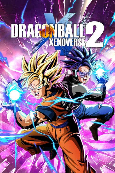 Jaquette de Dragon Ball Xenoverse 2 : Goku en Super Saiyan et un guerrier créé par le joueur