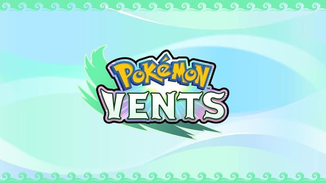 Logo de Pokémon Vents sur fond de vagues vertes