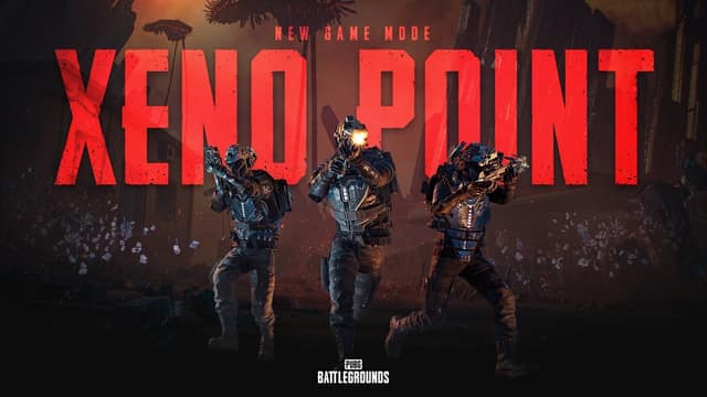 Visuel officiel du mode Xeno Point : trois soldats en armure avancent sous le titre rouge
