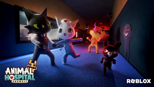 Visuel de Animal Hospital: Anomaly : des personnages animaux courent dans un couloir sombre