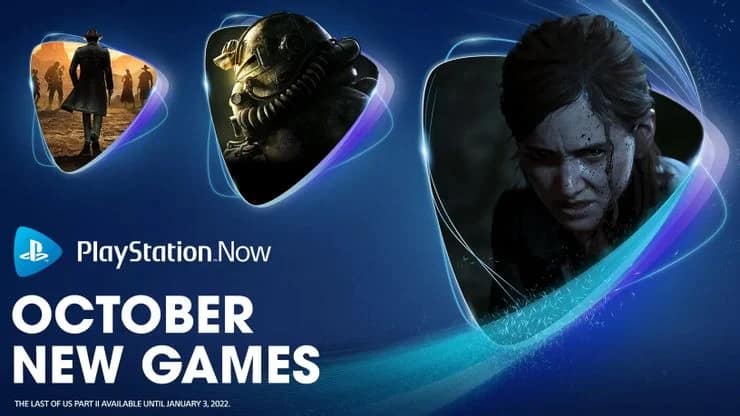Bannière PlayStation Now « October New Games », avec Death Stranding, Fallout 76 et The Last of Us Part II