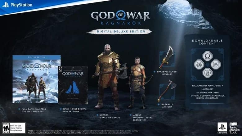 God of War Ragnarök Digital Deluxe : le contenu numérique de l'édition, avec l'armure et la bande originale