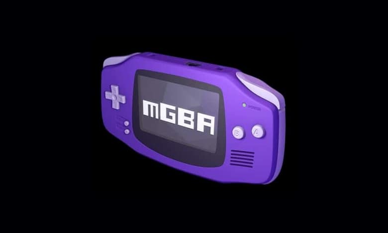 Logo de l'émulateur mGBA sur une Game Boy Advance