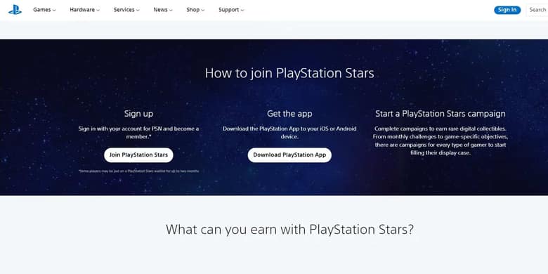 Playstation Stars Inscription