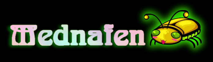 Logo de l'émulateur PS1 Mednafen, lettrage vert néon et luciole stylisée sur fond noir
