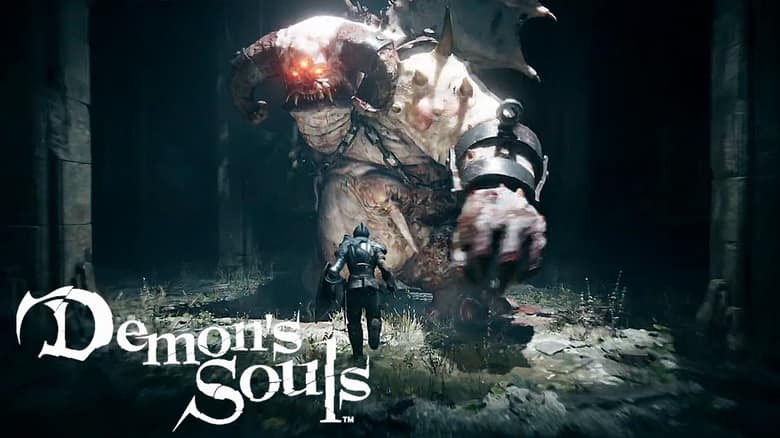 Demon's Souls : un chevalier minuscule face à un démon colossal enchaîné dans les ruines