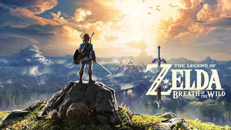 The Legend of Zelda Breath of the Wild : Link, épée dans le dos, contemple le plateau du Prélude au lever du soleil