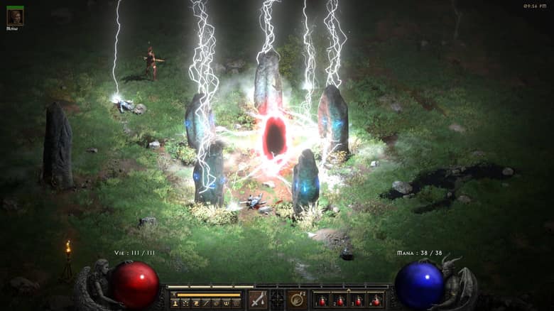 Diablo II Resurrected : un portail s'ouvre au milieu d'un cercle de pierres levées