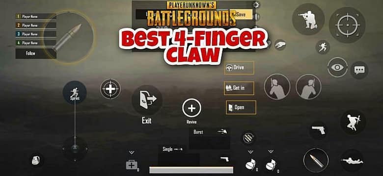PUBG Mobile : la disposition des commandes en configuration « 4 doigts »