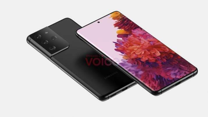Samsung Galaxy S21 Ultra noir, de dos et de face, écran affichant un fond floral