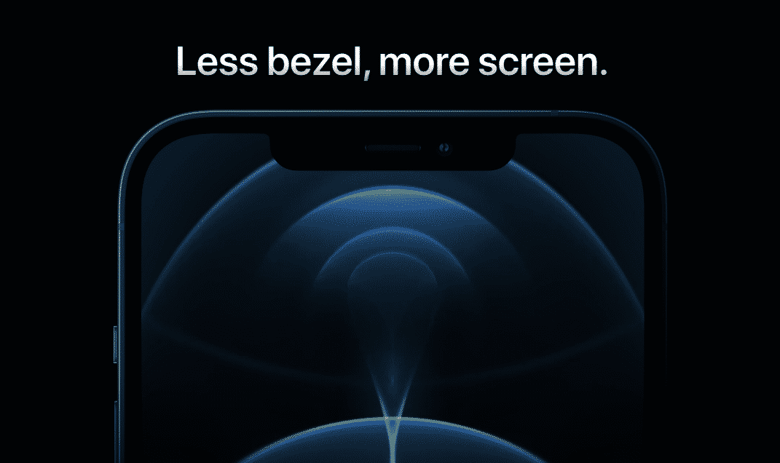 Publicité Apple « Less bezel, more screen » : l'écran de l'iPhone 12 Pro Max