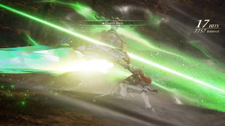Tales of Arise : une attaque verte traverse l'écran, compteur à 17 coups