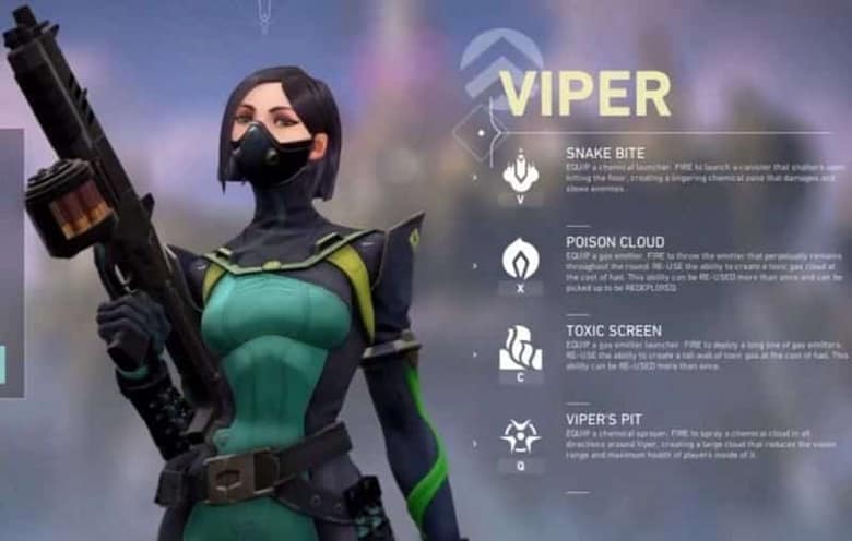 Valorant : la fiche de l'agent Viper et le détail de ses quatre compétences