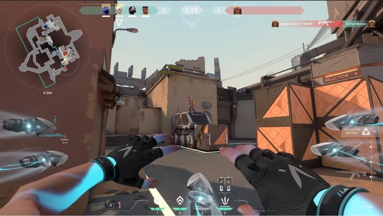 Valorant : un joueur pose le Spike, minicarte et interface visibles
