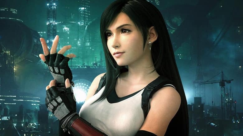 Final Fantasy VII Remake : Tifa Lockhart, poings serrés, devant Midgar