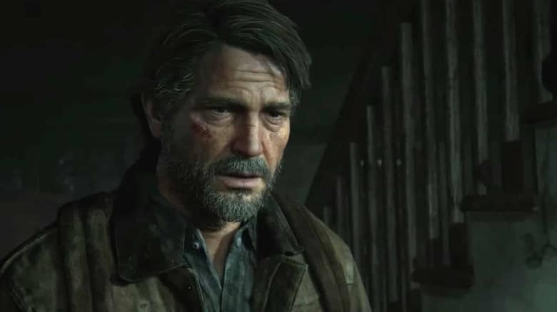 The Last of Us Part II : portrait de Joel dans un escalier sombre