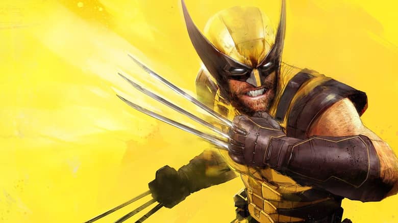 Wolverine sort ses griffes sur fond jaune
