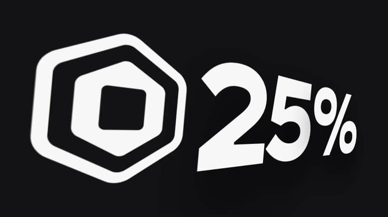 Logo des Robux à côté de l'inscription 25 %