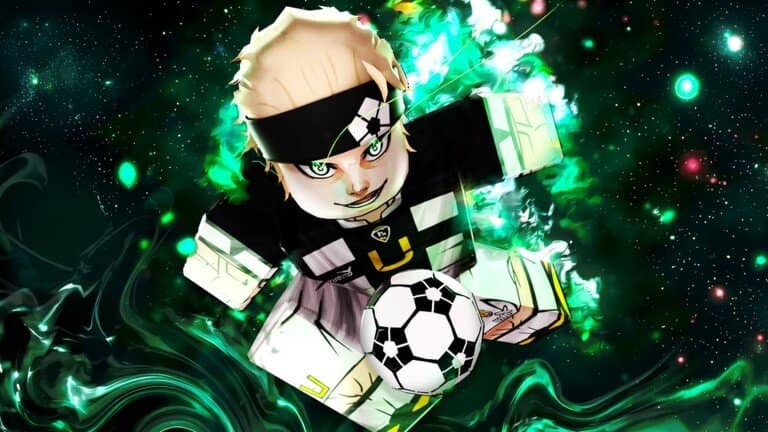 Visuel officiel de Blue Lock Rivals : un joueur entouré d'une aura verte, ballon au pied