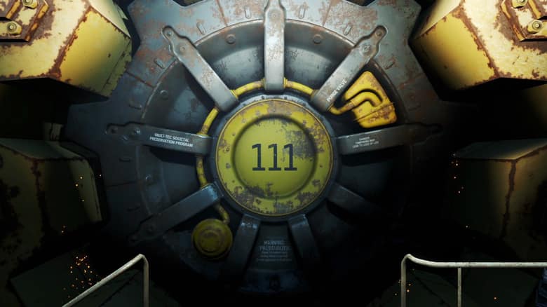 La porte ronde de l'abri 111, marquée du nombre 111, dans un couloir métallique