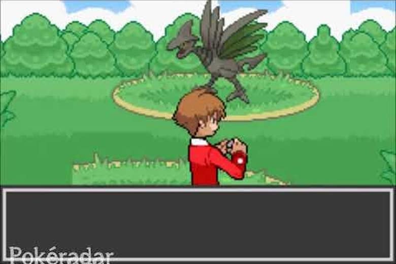 Combat dans Pokémon Éclat Pourpre : le héros face à un Airmure sauvage, avec la mention Pokéradar
