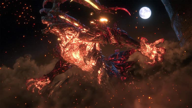 Ifrit, Primordial de feu de Final Fantasy 16, sous la lune