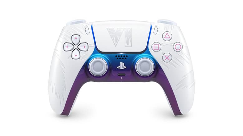 Manette DualSense blanche édition limitée Grand Theft Auto VI, vue de face