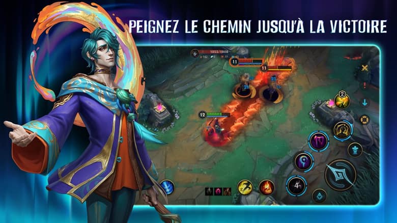 Capture officielle de Wild Rift : Hwei et une partie en cours sur la Faille