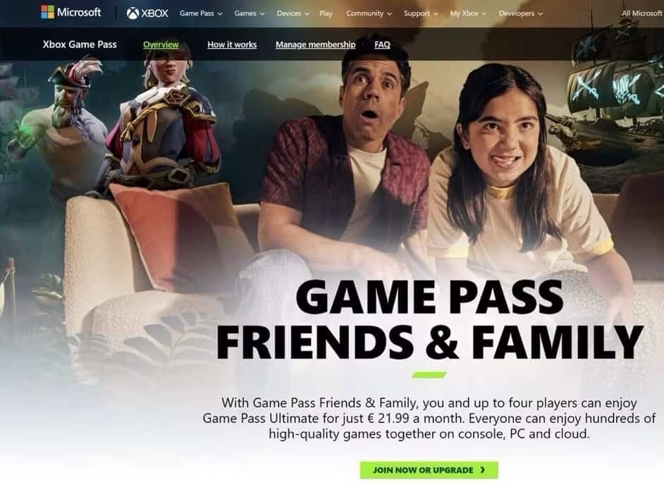 Xbox Game Pass Plan Amis et Famille